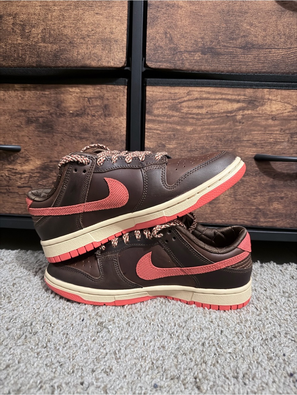 Nike Dunk Low Brown with Coral Accents - Men's Sneakers